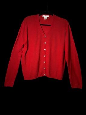 Josephine Chaus Bright Red V-Neck Button Cardigan